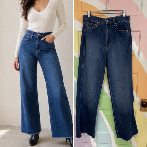 Veronica Beard Denim - ✨Veronica Beard Womens Taylor Wide Leg Denim Raw Hem Silk Blend Jeans Size 28